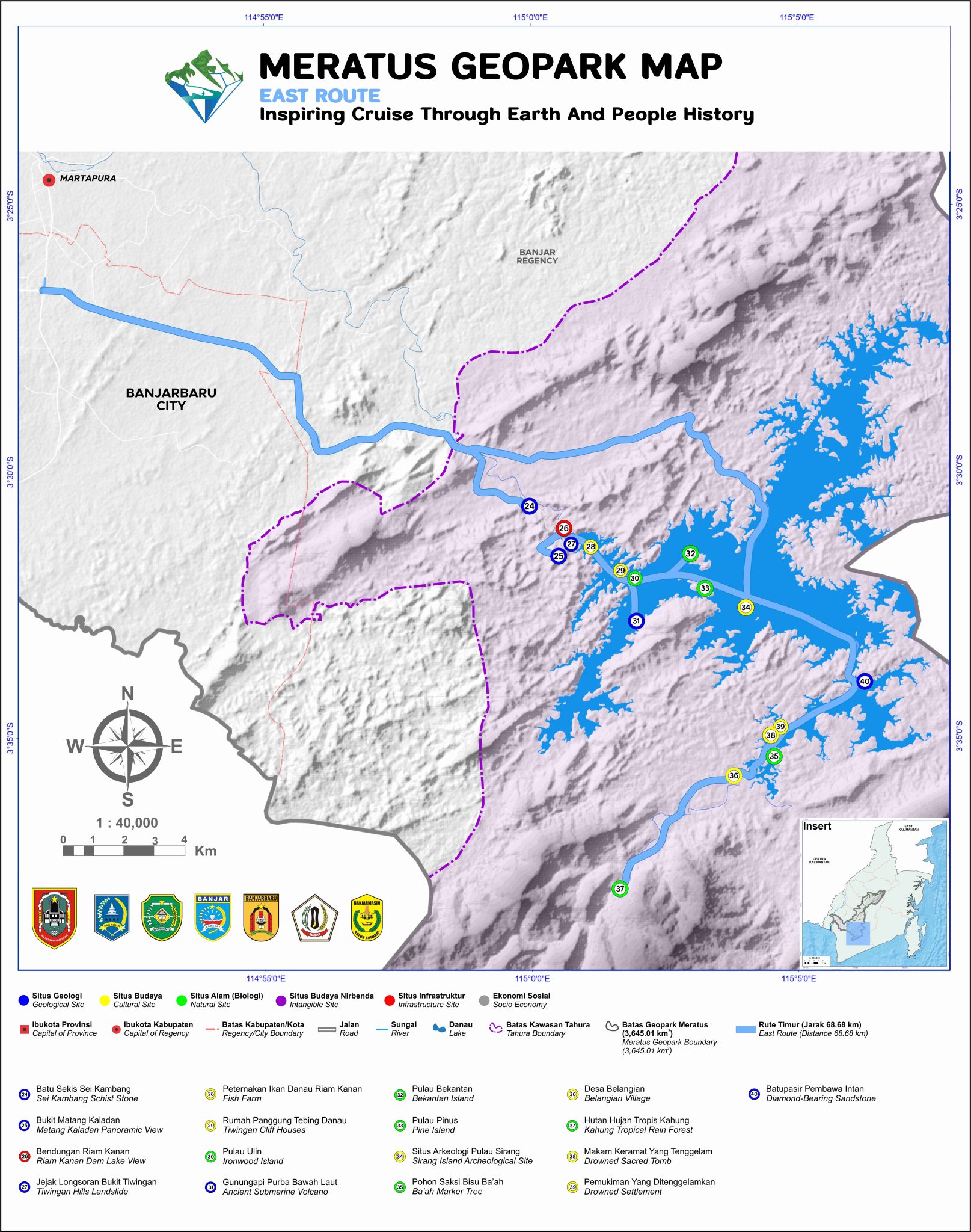 Peta Rute Timur Geopark Meratus - Klik untuk memperbesar