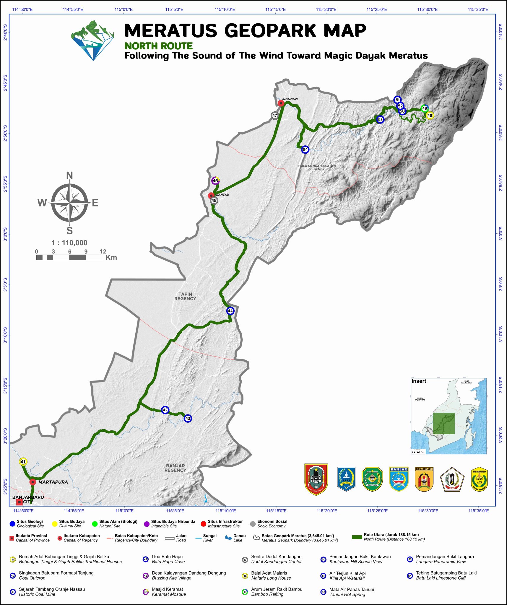 Peta Rute Utara Geopark Meratus - Klik untuk memperbesar